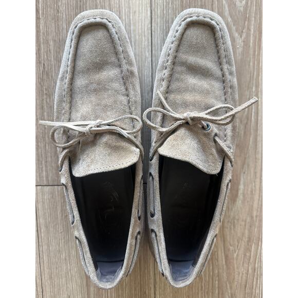 Tod\'s Mens 8 Tan Suede Gommino Moccasins Lace Up Loafers Made in Italy